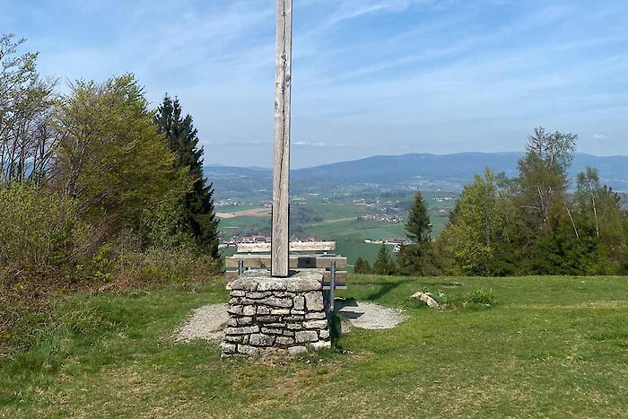 Blick vom Gipfelkreuz des Oberfrauenwaldes